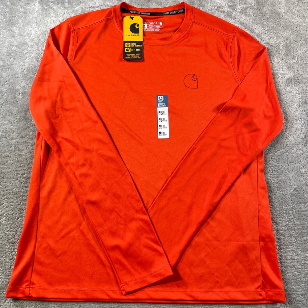 Carhartt Force Sun Defender Shirt Women Medium Red‎ Light Long Sleeve Outdoor